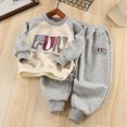 thumbnail image 2 of NOLDARES Baby Boy Fall Winter Clothes Toddler Kids Printed Outfits Long Sleeve Sweatshirt Tops + Joggers Pants Set(T226-Grey), 2 of 5