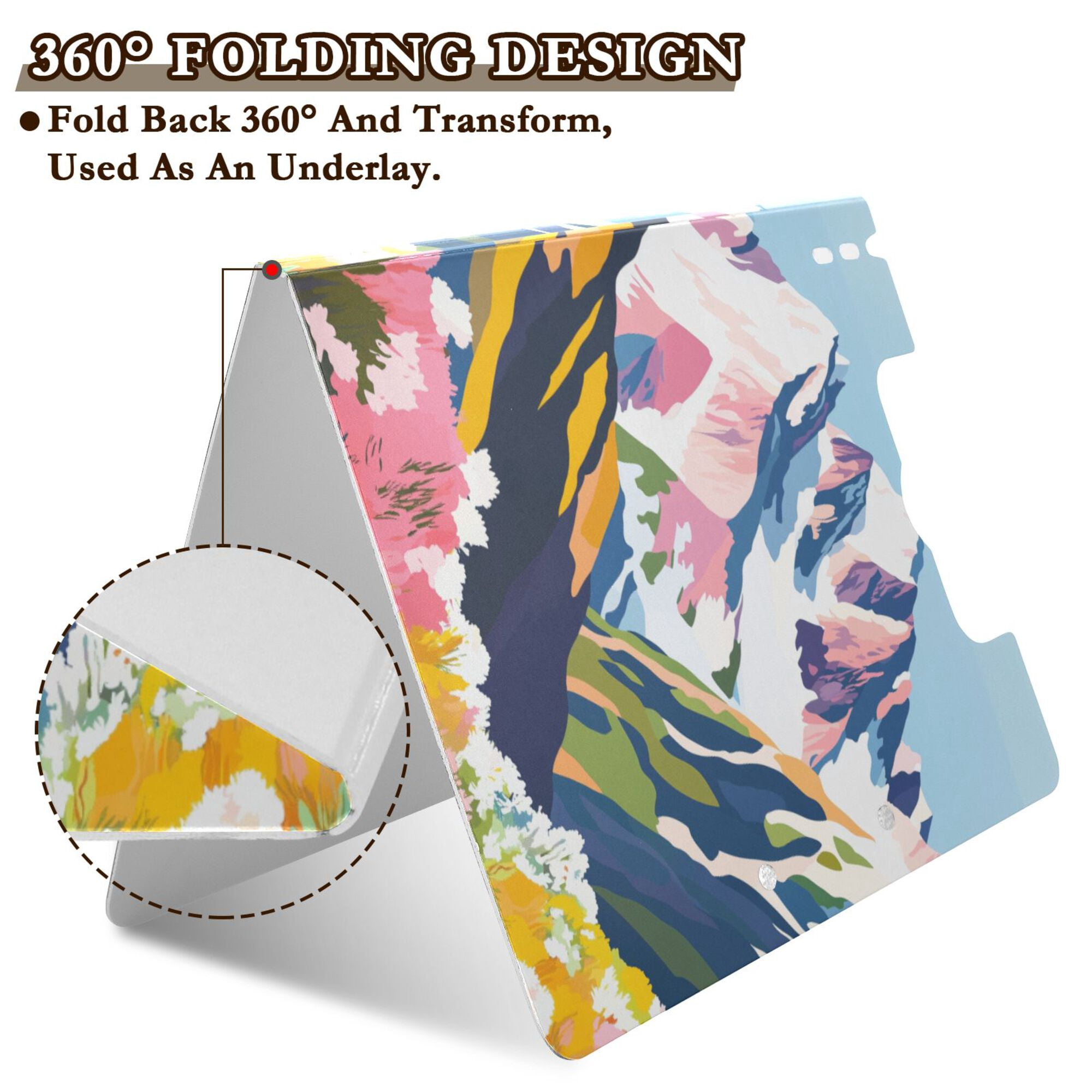 FORMRS A4 Clipboard Folder with Pen Holder Horizontal Foldable School Office Binder, Abstract Mountain