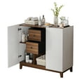 thumbnail image 4 of Vividwood Bathroom Storage Cabinets with Drawers and Doors, Kitchen Storage Cabinet with Adjustable Shelf, Floor Sideboard Buffet Cabinet for Living Room, Kitchen, Hallway, Dining Room, White Walnut, 4 of 8
