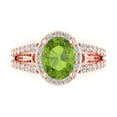 thumbnail image 2 of 2.78ct oval cut green natural peridot 18k rose gold halo Bridal Wedding Engagement Promise Anniversary Ring for Women size 10.25, 2 of 7