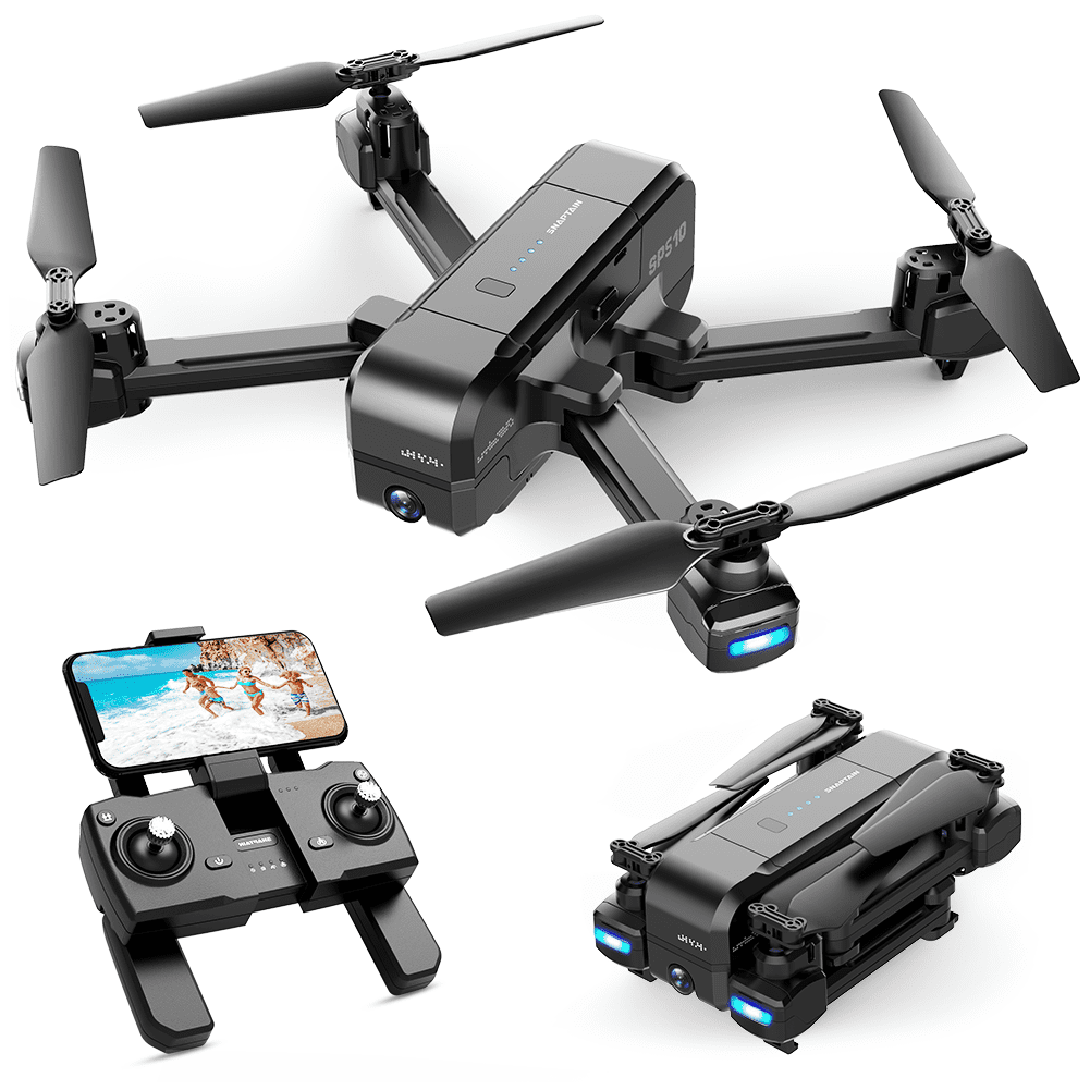 SNAPTAIN SP510 Foldable GPS FPV Drone with 2.7K Camera for Adults UHD Live Video RC Quadcopter for Beginners with GPS, Follow Me, Point of Interest, Waypoints, Long Control Range, Auto Return Black -