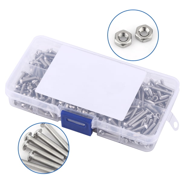 Kit Surtido De Tornillos Hexagonales ANGGREK Con Cabeza De Botón De Acero Inoxidable M3 300 Piezas Con Tuercas