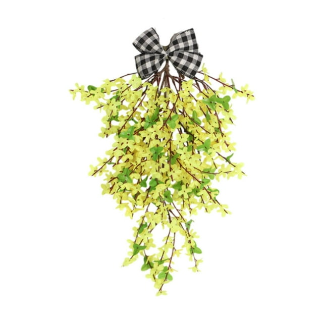 Corona de Lágrima de Flores Artificiales, Accesorio para Fotos de Primavera Y Verano, Decoración Colgante Reutilizable para Oficina, Interior, Exterio Amarillo