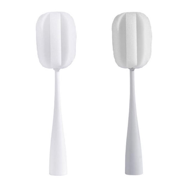 2 cepillos de esponja para limpiar biberones, de mango largo, para vasos de cristal, para cocina (color aleatorio)