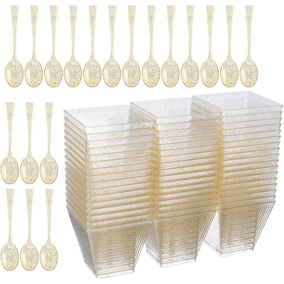 MUSEYA Golden Plastic Dessert Cups for Home Use and Multifunction Tiramisu Cups 1 Set