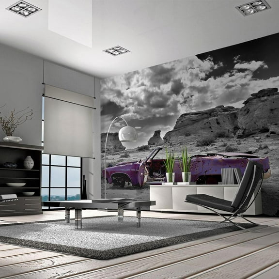 Tiptophomedecor Cityscape Wallpaper Wall Mural - Retro Car On The Colorado Desert