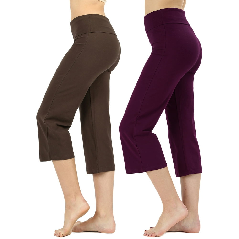 TheLovely Women's Cotton Fold Over Capri Lounge Yoga Pants (S3XL