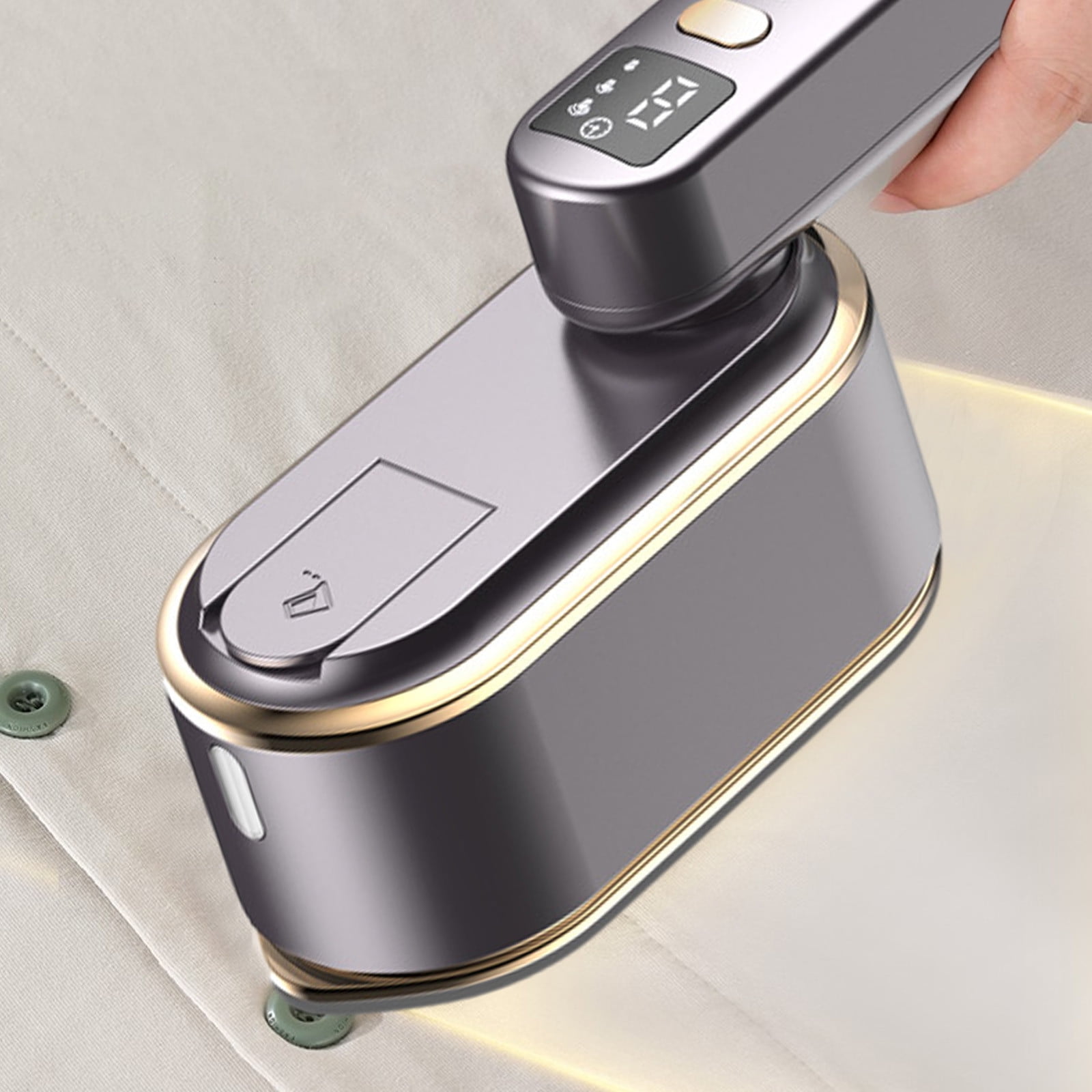 Tuphregyow Foldable Mini Travel Iron for Clothes, Handheld Garment Steamer with Ironing and Steaming Functions, Portable Fabric Wrinkle Remover for Home and Travel Purple