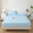 thumbnail image 4 of Quilted Waterproof Bed Cover Set - Ice Silk Mattress Protector, Breathable Cooling Topper, Sky Blue, JKODE, 4 of 8