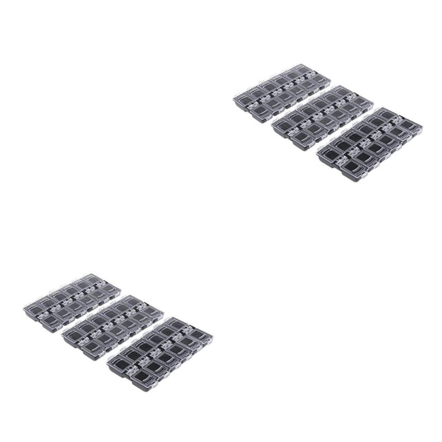 Maytalsory Compact et Boîte de Rangement de Perles de Bijoux avec 12 Grilles Noir 2.3x1.7cm 3 pcs 2Set