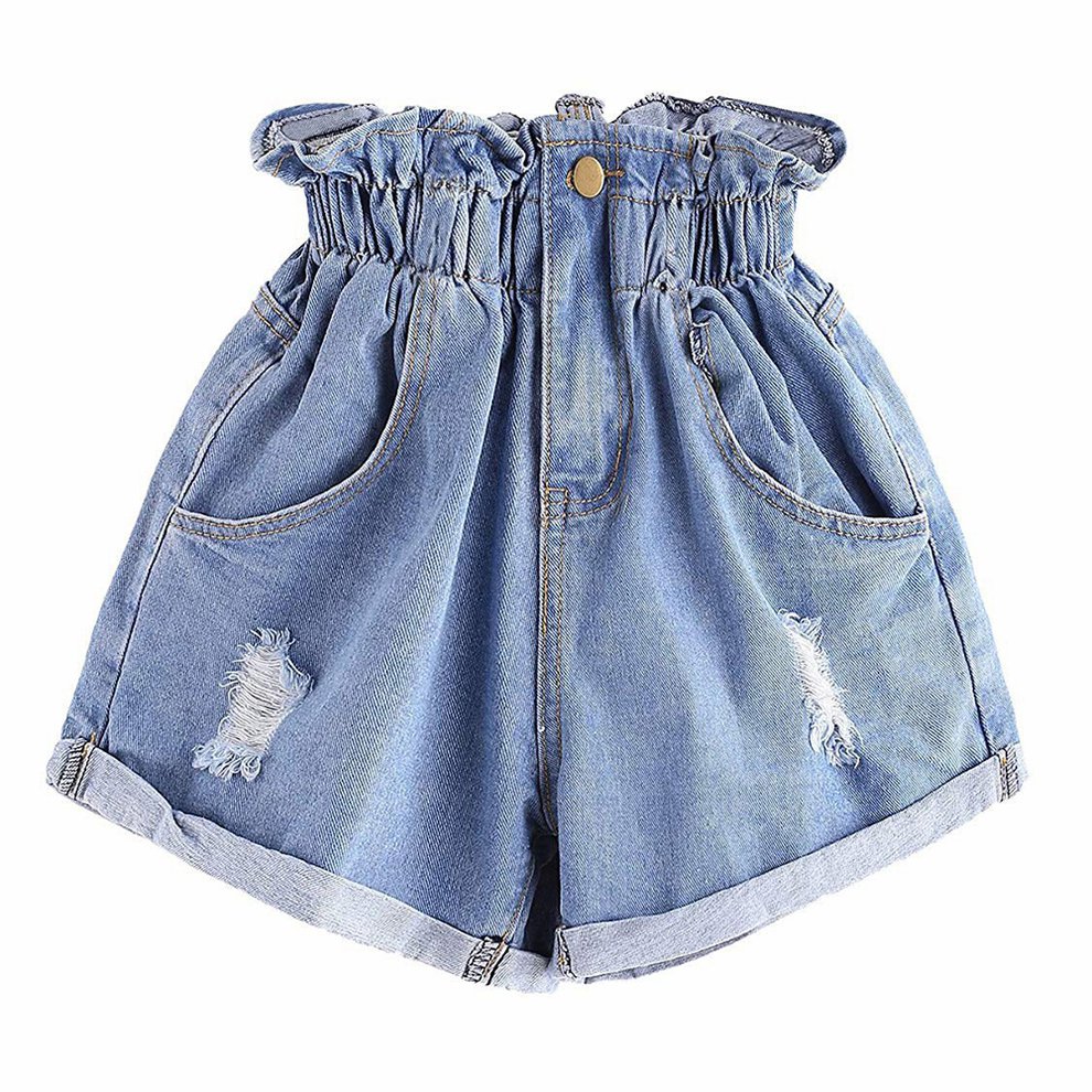 high waisted fringe denim shorts