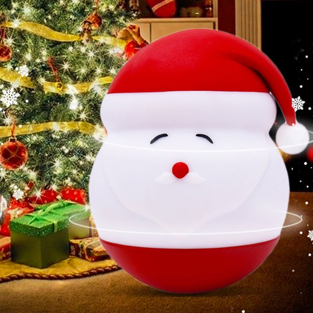 Luz nocturna de Papá Noel para niños, bonita lámpara de Navidad, regalo, protección ocular de silicona, lámpara de noche portátil para mesita de noche para dormitorio JAMW Sencillez