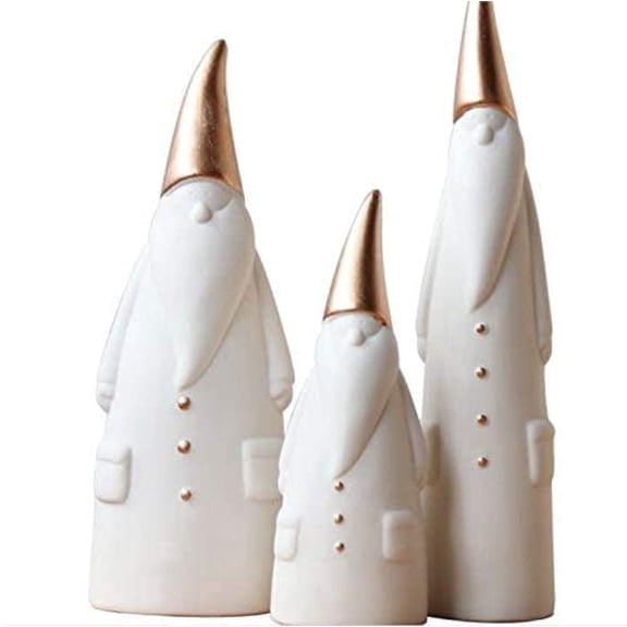 Ceramic Santa Claus Statue, Cute Statues, Father Christmas Figurines for Home Desk Shelf Decor/A Set of 3pcs (Father Christmas/A Set 3pcs) (White)