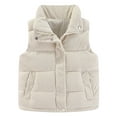 thumbnail image 2 of Hicidod Baby Corduroy Vest Solid Color Windproof Winter Warm Jackets Zip Up Sleeveless Button Stand Collar Waistcoat, 2 of 7