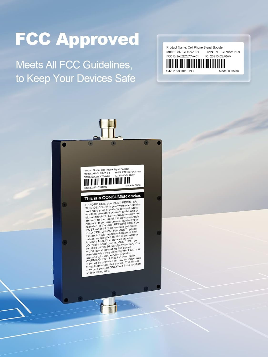 Cell Phone Booster, Boost 4G/5G Signal up to 4500Sq ft, Support band 5/12/13/17, FCC Approved