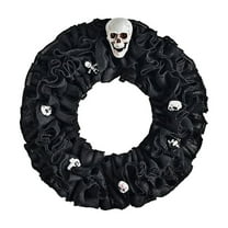 Matoen Halloween Wreath, Halloween Door Wreath, Halloween Decorations with Skull for Porch Window Outdoor Indoor Home Party Decor (Black)