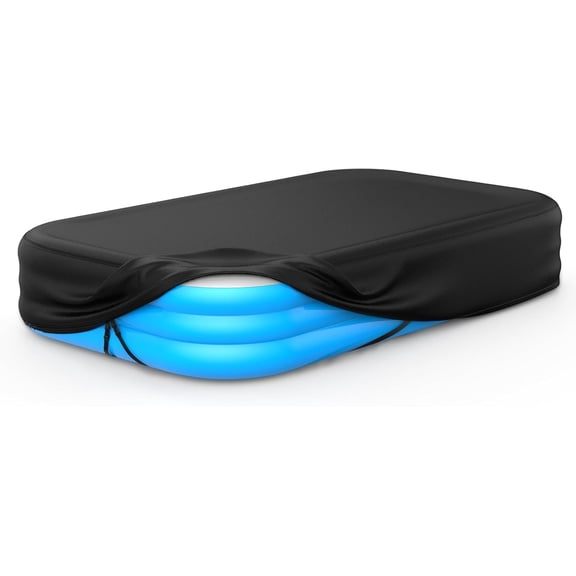 Rectangular Pool Cover for Inflatable Pool, Fits Blow Up Pool Size 120" L x 72" W, Built-in Elastic Band and Extra Buckle to Prevent Slipping, 10' x 6' Rectangle Above Ground Swimming Pool Cover