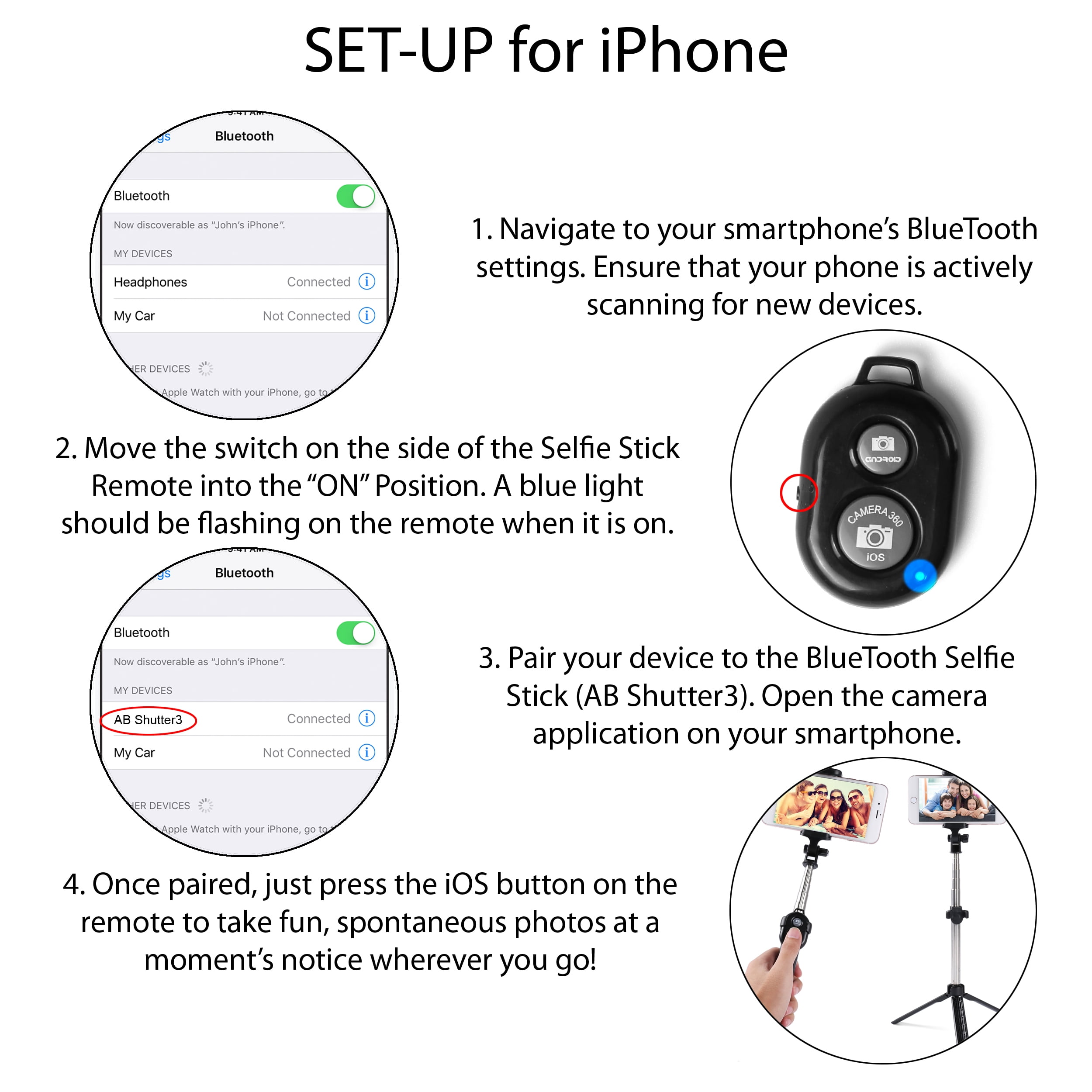 Travel Friendly Portable Wireless Remote Control Selfie Stick And Mini Tripod for Smart Phones