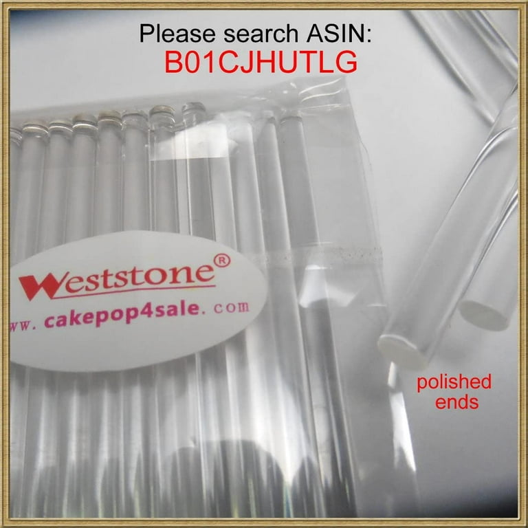25pcs 8x 4mm Flat Clear Sticks for Cake Toppers Cake pops or Lollipops -  Acrylic Plexiglass Sticks Transparent Clear, Strong and not Bendy with