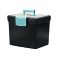 thumbnail image 3 of Storex Portable File Box, with XL Storage Lid, Black/Teal (Case of 2), 3 of 5