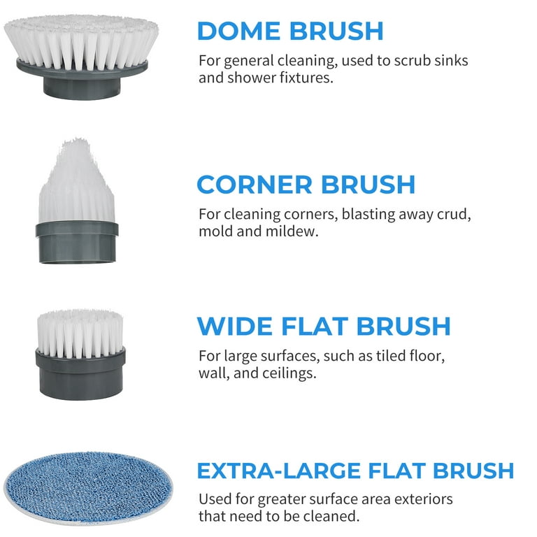 Electric Cleaning Brush, Rechargeable Electric Spin Scrubber Power Scrubber,  360 Degree Handheld Cleaning Brush with 4 Replaceable Scrubber Brush Heads  for Bathroom, Tub, Wall Tiles, Floor, Kitchen 
