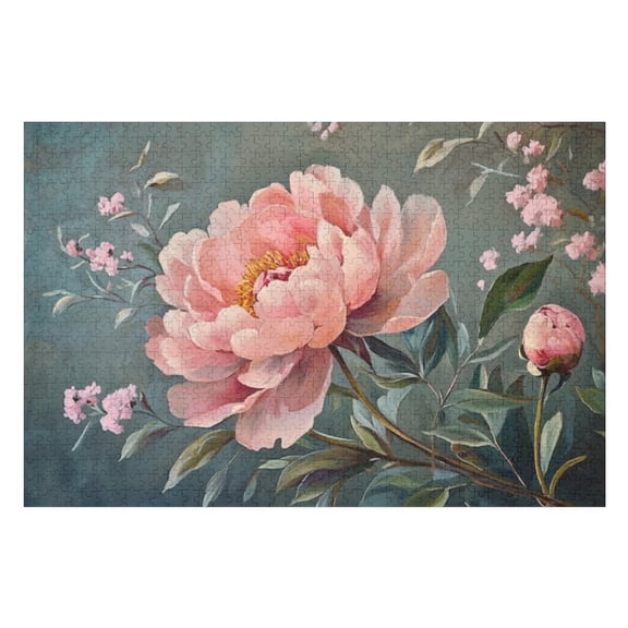Puzzles for Adults 300 Pieces - Pink Flowers Peony Funny Puzzles Educational Toys, Birthday Christmas Valentine's Day Gift