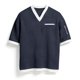 thumbnail image 3 of Ceisia Men's Casual Fashion Waffle Knit Short Sleeve Shirt - V-neck Color Block Top with Sleeve Zipper Pocket Navy L Gifts, 3 of 6