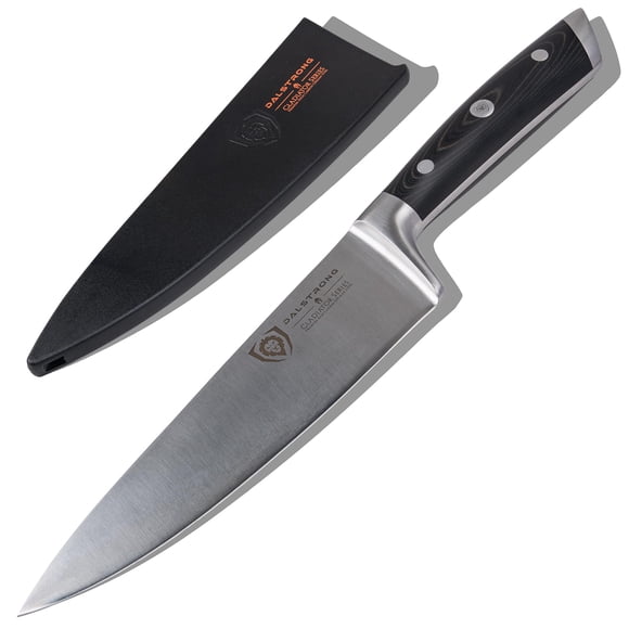 Dalstrong Chef Knife - Lame de 8 Pouces - Couteau de Chef en Acier Allemand HC Forgé - Pleine Soie - Manche Noir G10 - Série Gladiator ELITE - Lame de Rasoir