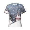 thumbnail image 4 of Vsdgher Watercolor Winter Landscape For Christmas Print Men's Dry Fit Mesh Athletic Shirts Moisture Wicking Tennis T-Shirt Tops, 4 of 9