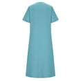thumbnail image 4 of Casual Loose Dress for Women V Neck Cotton Linen Midi Dress with Pockets Comfy Summer Lounge Sleepwear Outfit, 4 of 7