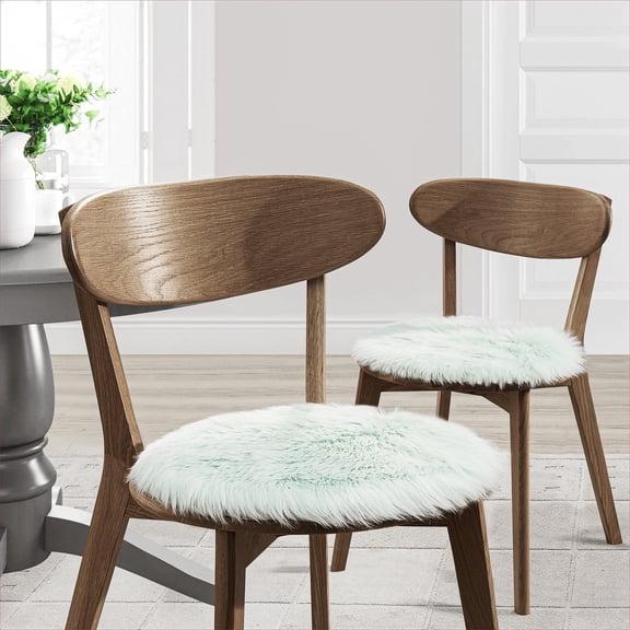 Faux Fur 16" Round Suede Backed Chair Pad Mint 12 Pack