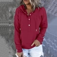 thumbnail image 2 of Womens 2026 Hooded Button Collar Drawstring Hoodies Pullover Sweatshirts Casual Long Sleeve Tops Loose Shirts, 2 of 6
