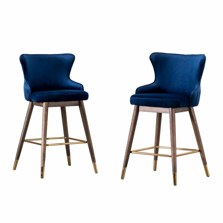 Roundhill Furniture Leland Fabric Upholstered Counter Height Wingback Stools Set of 2 Pink