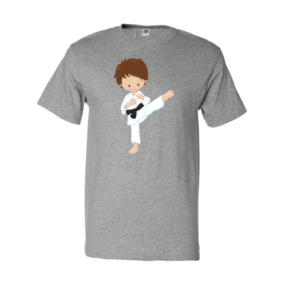 Inktastic Cute Boy, Brown Hair, Karate Pose, Black Belt T-Shirt