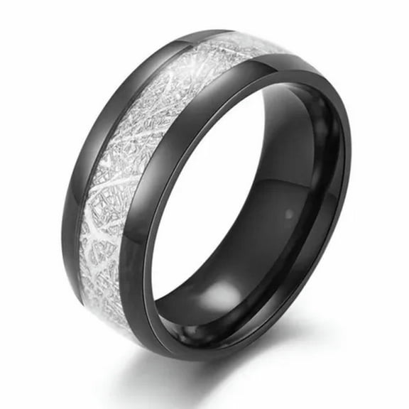 GKNET Mens Women Rings Stainless Steel Silicone Rainbow Band Gear Couple Ring Jewelry-black Stainless Steel-10