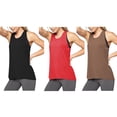 thumbnail image 3 of Eigraketly Camiseta de fitness para mujer, chaleco deportivo para gimnasio, camiseta sin mangas con espalda cruzada y estiramiento activo Uniforme atlético Café SG, 3 of 6