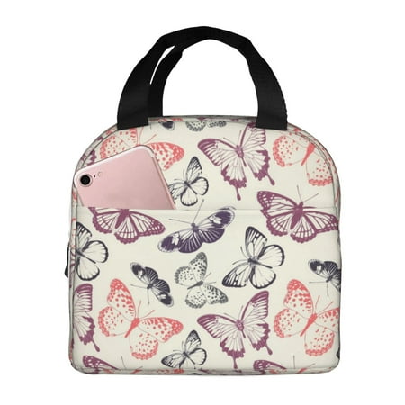 Insulated Lunch Bag for Women Men - Pastel Butterfly Flight Leakproof Cooler Lunch Box for Women Men  Lunch Tote Bags for Work School Picnic Travel