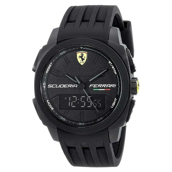 Ferrari Men's 830122 Aerodinamico Black Ana-Digi Dial Black Silicone Strap Chronograph Watch