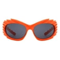 thumbnail image 2 of Ridged Spiked Sunglasses Oval Wrap Around Oversized Spiky Frame UV400 Orange, 2 of 4