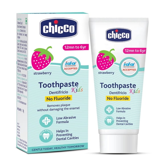 Chicco Toothpaste for Kids, (1y-6y), Strawberry Flavour, 50g Each (Pack of 2)