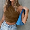 thumbnail image 6 of asdoklhq Blouses for Women Clearance $5,Women's Solid Casual One Shoulder Slim Fit Vest, 6 of 8