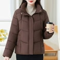 thumbnail image 6 of AUNVITO Women's Quilted Winter Coat Long Sleeve Hoodless Solid Color Polyester Casual Outerwear, 6 of 9