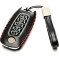 thumbnail image 2 of Vitodeco Genuine Leather Smart Key Fob Case Compatible with Nissan Sentra, Versa, Rogue, Pathfinder, Murano, Kicks, Ariya, Armada (5-Button, Black/Red), 2 of 5