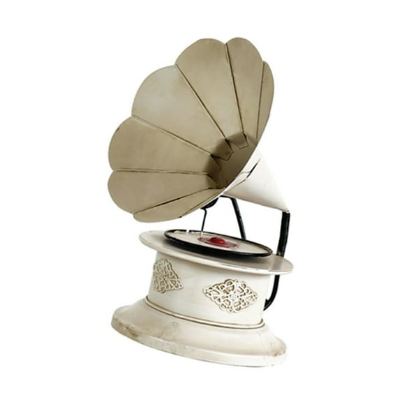 AOOOWER Metal Gramophone Replicas Elegant Bookshelves Accent Vintage Themed Phonograph Model Sculpture Home Room Embellishment