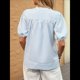 thumbnail image 5 of Blusa de Rayas con Mangas Abullonadas para Mujer, Cuello en V, Corte Holgado, Informal, para Verano, para el Trabajo, Camisa A Rayas Azul S, 5 of 9