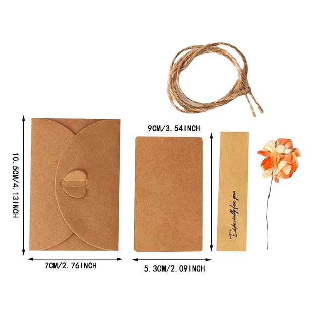 JJKBVCLO Valentine's Day Cards Contain Envelopes With Dried Flowers Stickers Holiday Message Premium Kraft Paper Gift Cards Subsize