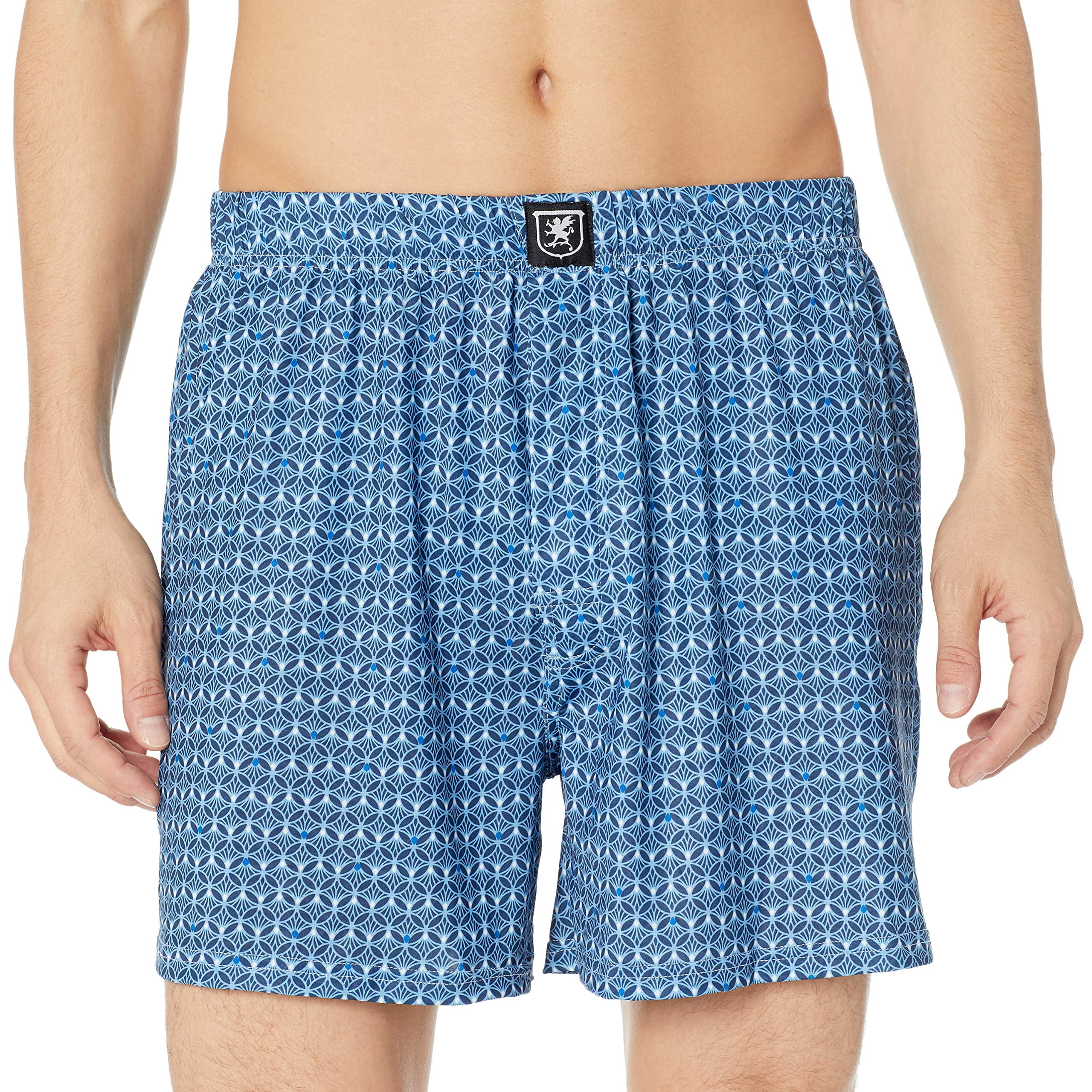 STACY ADAMS Men's Boxer Short, Navy/White, L