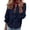Navy, variant on Plus Size Women Blouse Ruffle Button Down Collared Long Sleeve V-Neck Loose Casual Beach Vacation Party Top, Gray S