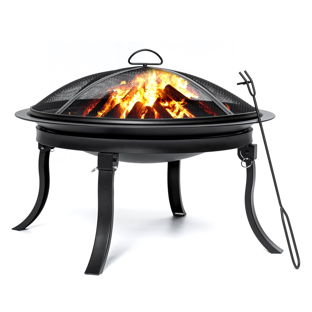 Fire Pit, 24in Portable Fire Pits Outdoor Wood Burning Firepit Steel
