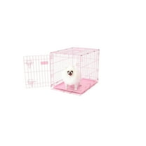 Carlson Pet Products Pink Secure and Foldable Single Door Metal Dog Crate for Small Breeds with Multi-Point Locking System, 24" L x 18" W x 20.5" H